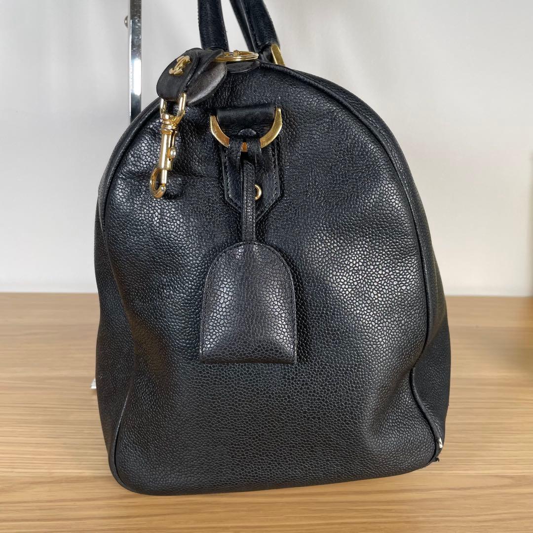 シャネル ボストンバッグ ハンドバッグ キャビアスキン　レザー ブラック