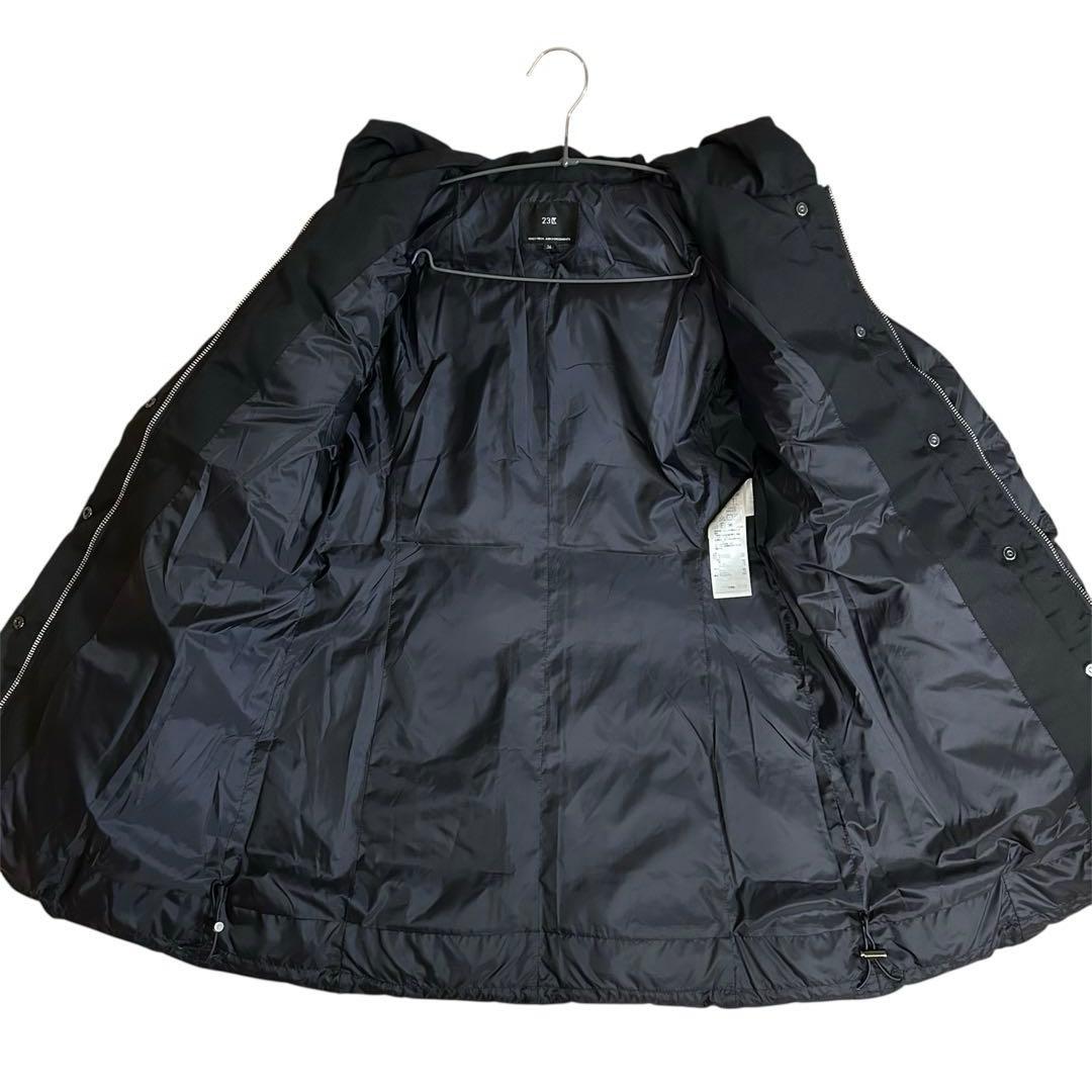 【超美品】23区　洗える/撥水加工　シレータフタ ミドル丈 ダウンコートネイビー