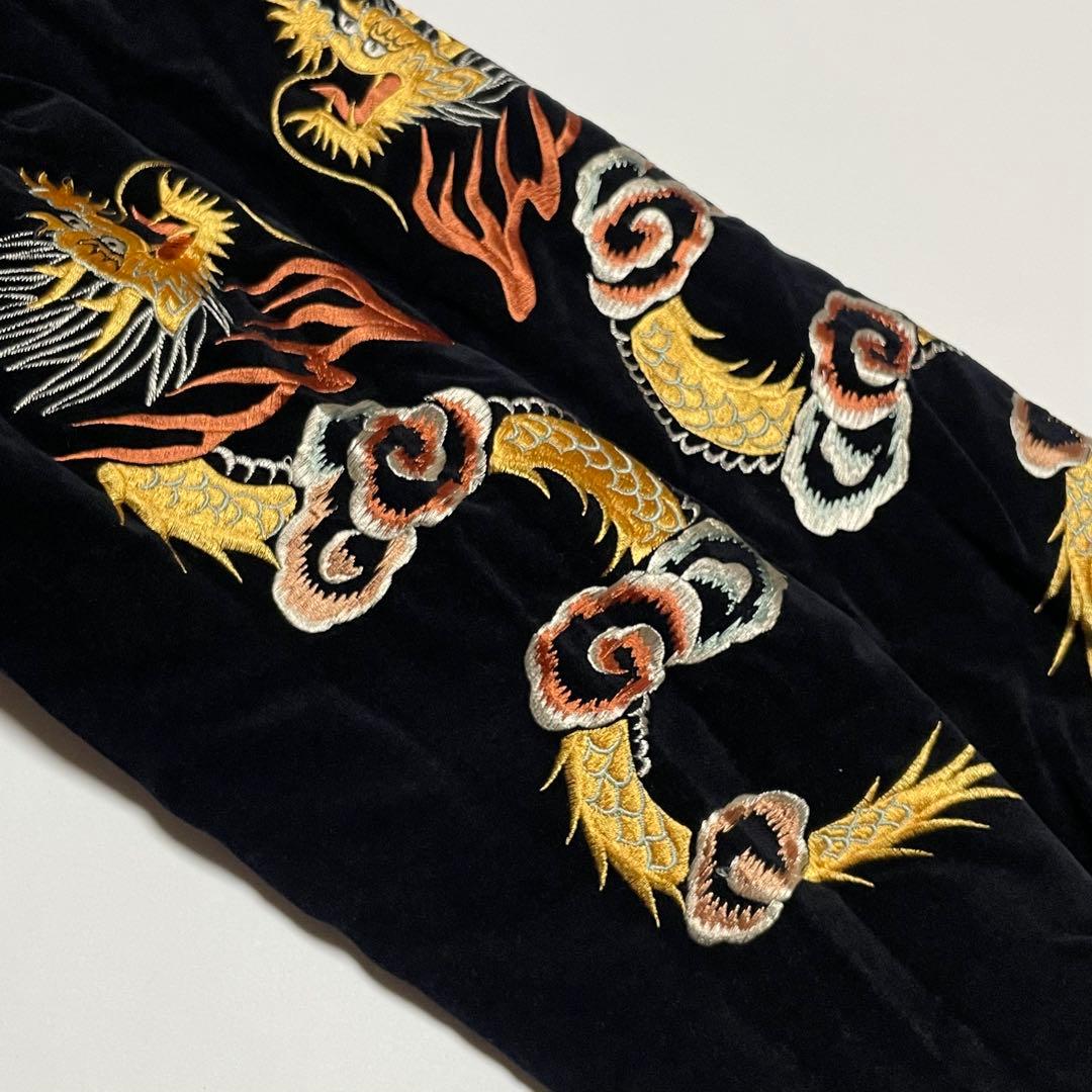 極美品　テーラー東洋　別珍スカジャン　キルティング　リバーシブル　鷹　虎　黒×赤