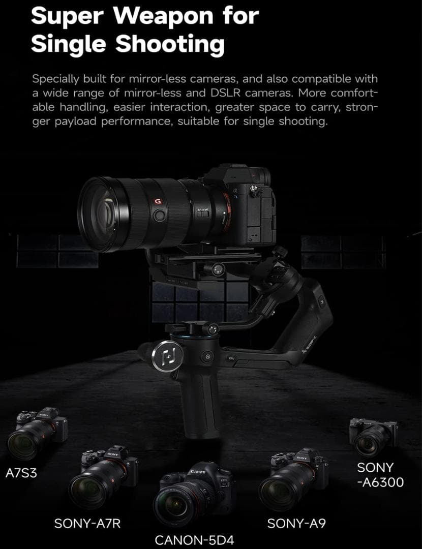 高速充電 3軸ロック カメラ用ジンバル