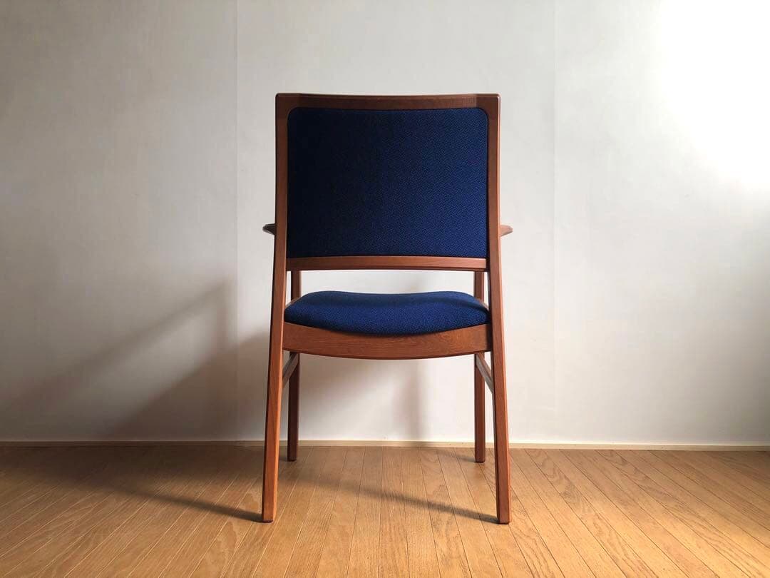 日田工芸 チーク無垢材 アームチェア① 生地新調 デスクチェア 工芸椅子