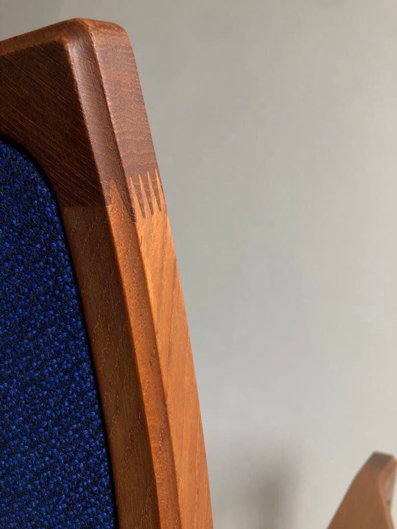 日田工芸 チーク無垢材 アームチェア① 生地新調 デスクチェア 工芸椅子