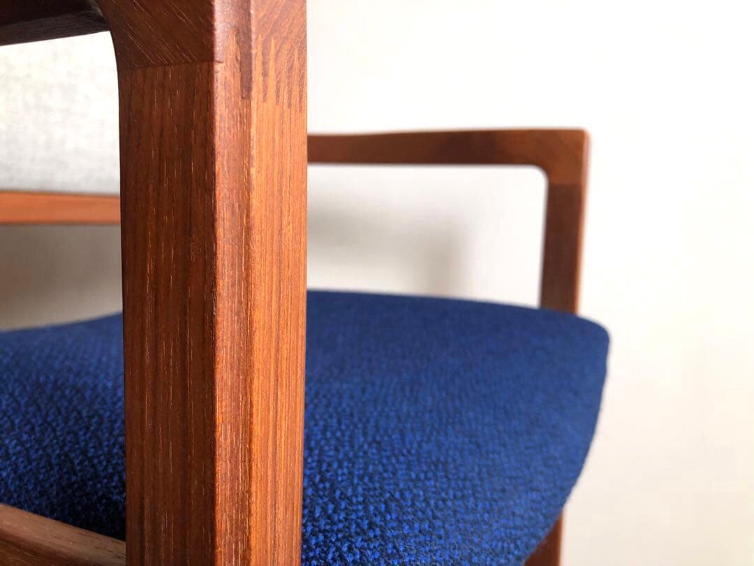 日田工芸 チーク無垢材 アームチェア① 生地新調 デスクチェア 工芸椅子