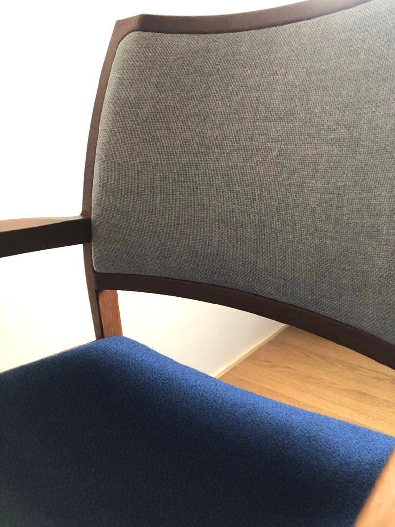 日田工芸 チーク無垢材 アームチェア① 生地新調 デスクチェア 工芸椅子