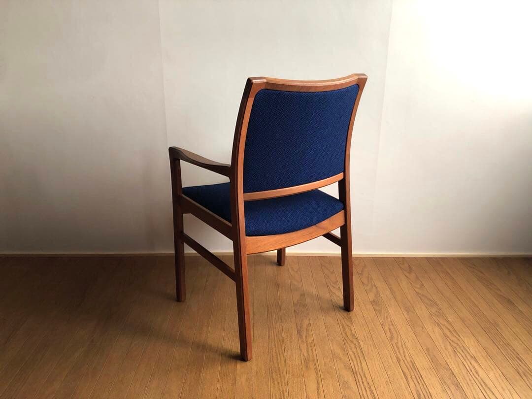 日田工芸 チーク無垢材 アームチェア① 生地新調 デスクチェア 工芸椅子