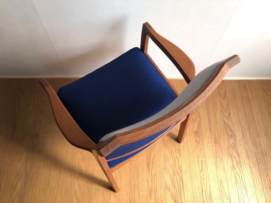 日田工芸 チーク無垢材 アームチェア① 生地新調 デスクチェア 工芸椅子