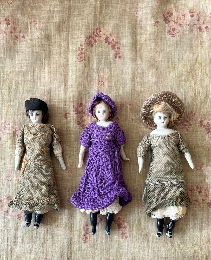 アンティークビスクドール陶器小さなドールミニョネット レトロ人形ハンドメイド