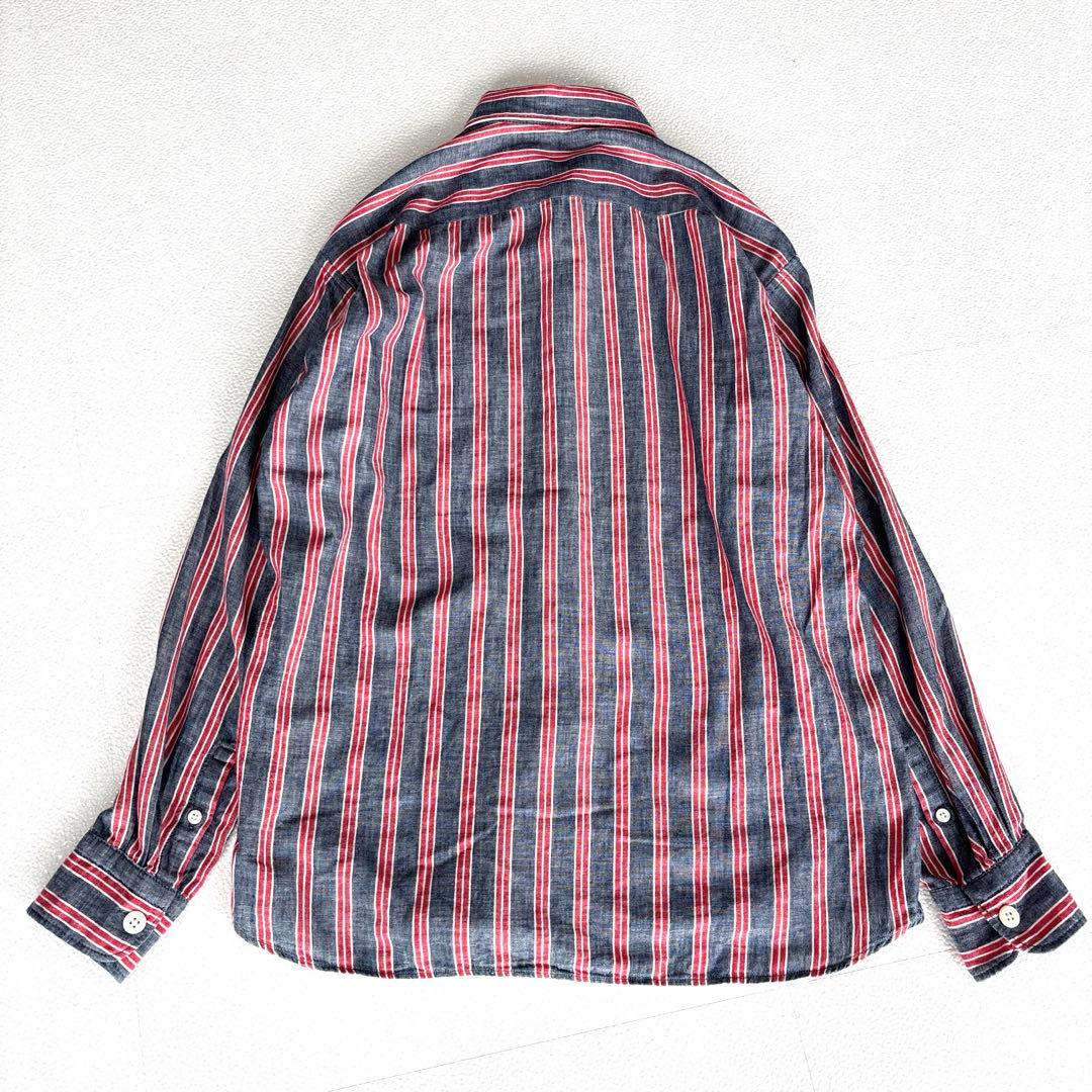 【美品/レデイースM】　45R　45rpm　ボタンダウンシャツ　長袖　ストライプ