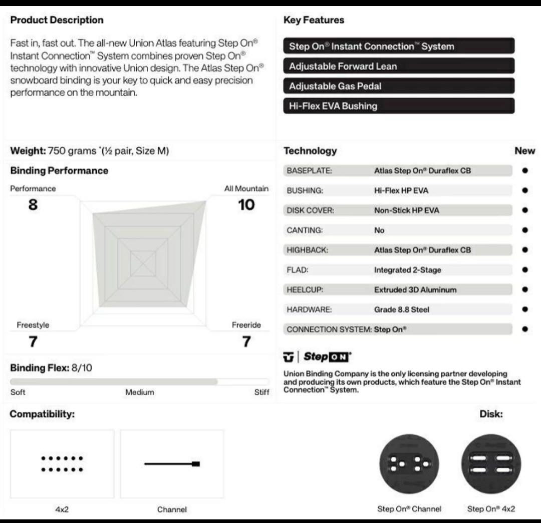 union Atlas Step On® ビンディング オレンジ Mステップオン