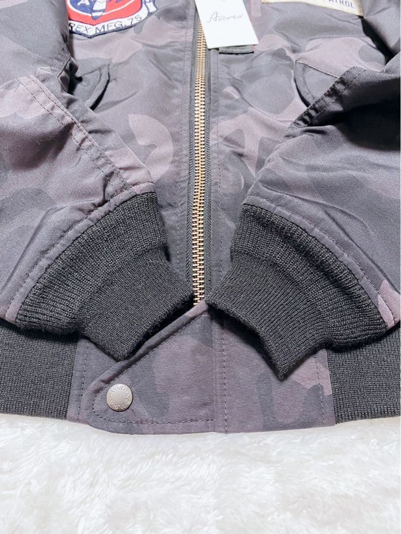 【新品】AVIREX MA-1 フライトジャケット ワッペン 迷彩 グレー M