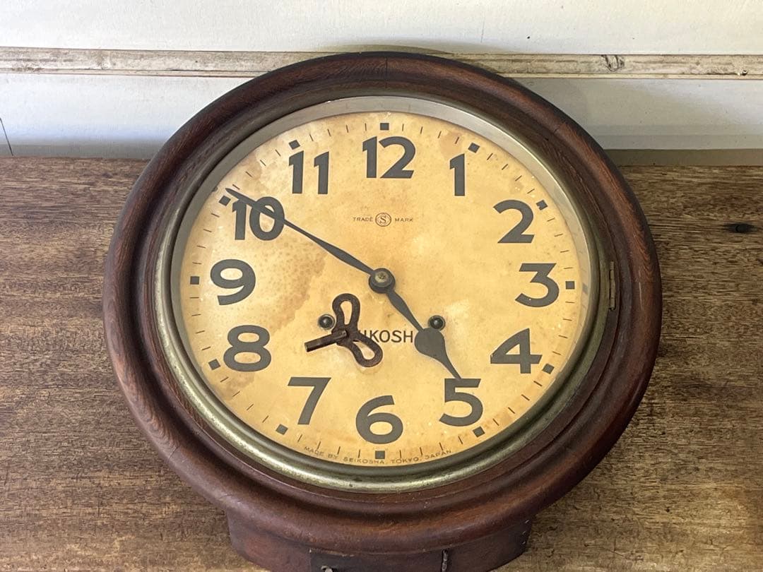w*a様 アンティークSEIKOSHA 木製 ゼンマイ掛け時計 精工舎 古時計