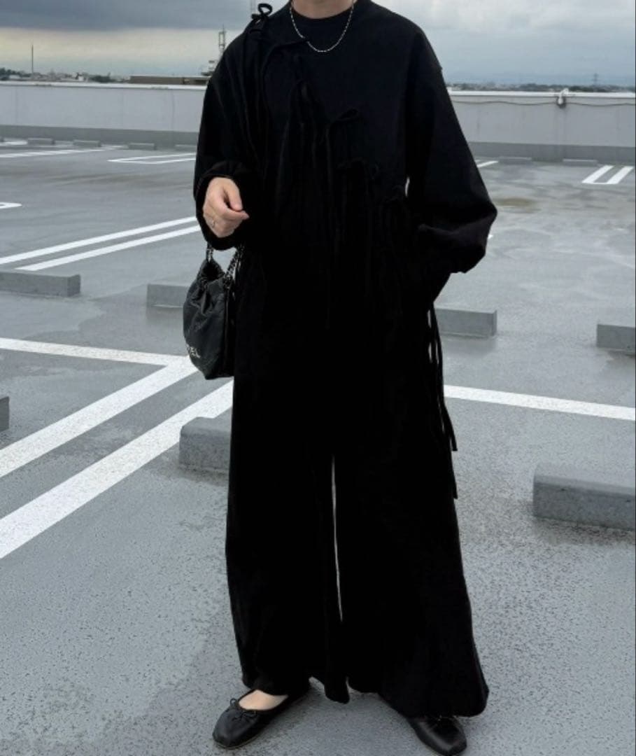 pernaコーデュロイリボンオールインワン