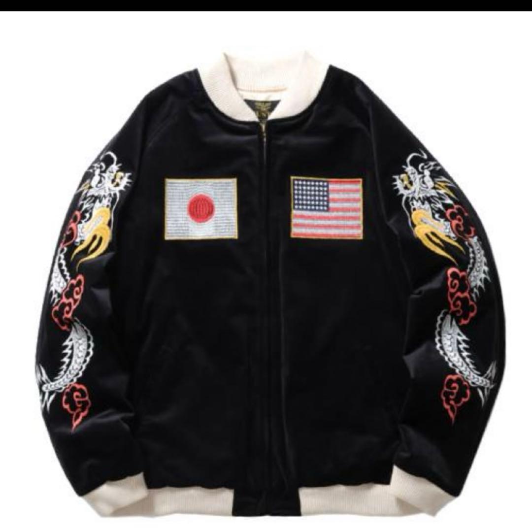 新品　スカジャン　別珍　ヒューストン　ベルベット　黒　スーベニア　ジャケット