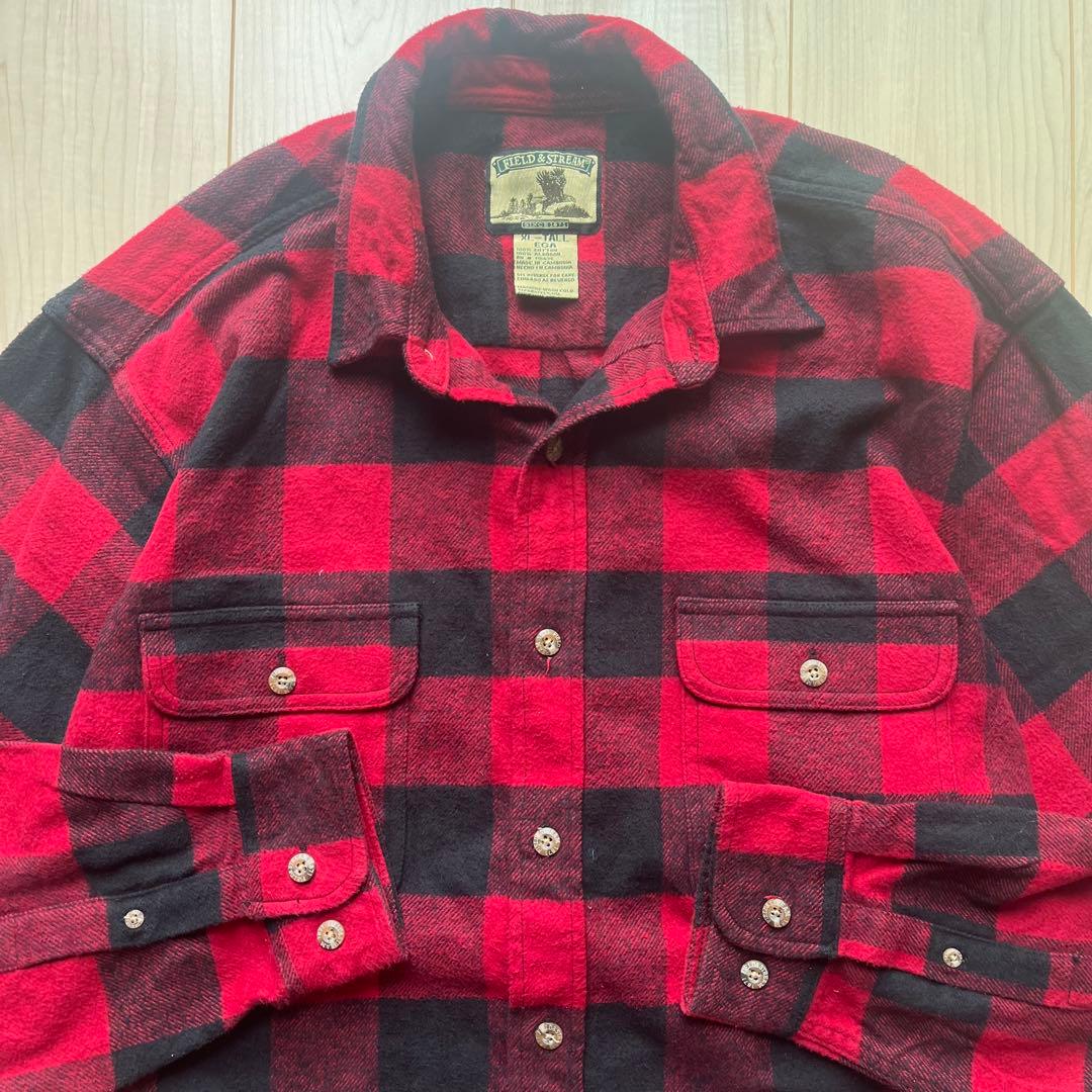 FIELD&STREAM オンブレチェック ヘビーフランネルシャツ XL 黒赤