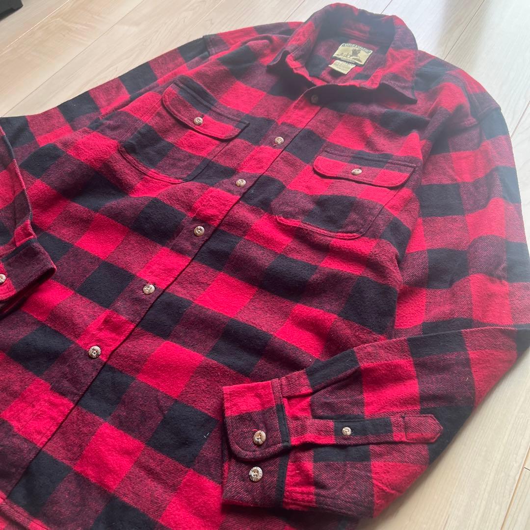 FIELD&STREAM オンブレチェック ヘビーフランネルシャツ XL 黒赤