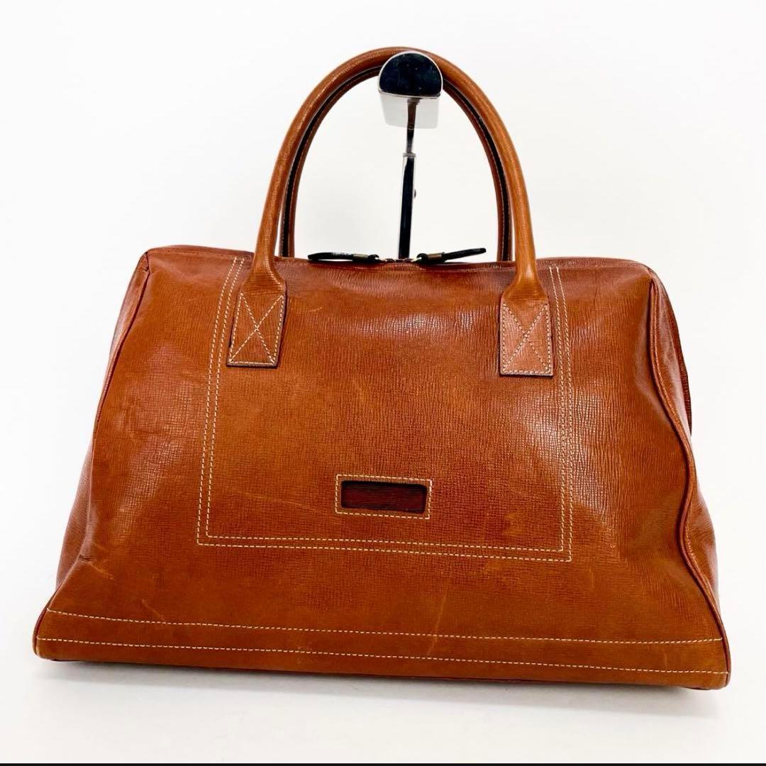 【美品】ジバンシィ GIVENCHY ボストンバッグ 茶系 A4型押し レザー