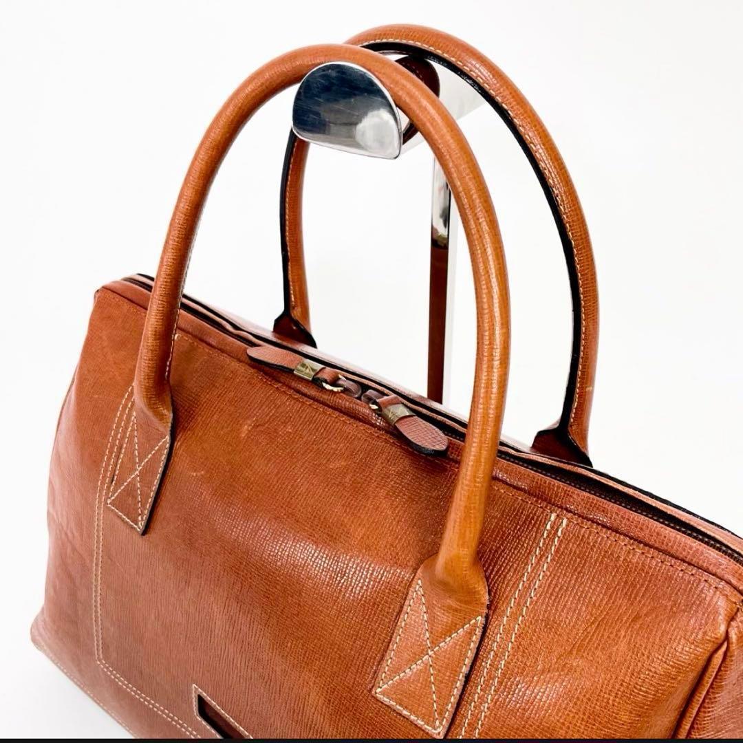 【美品】ジバンシィ GIVENCHY ボストンバッグ 茶系 A4型押し レザー