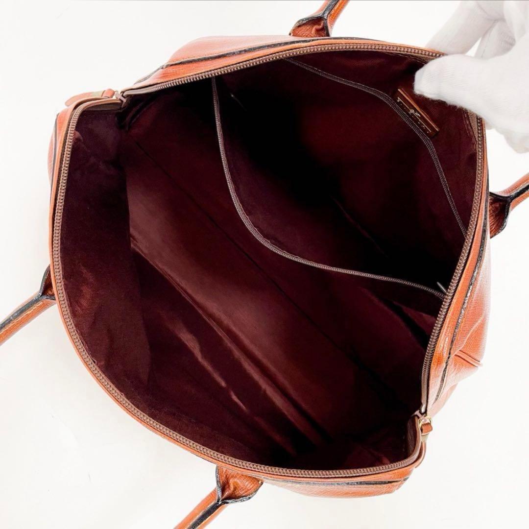 【美品】ジバンシィ GIVENCHY ボストンバッグ 茶系 A4型押し レザー