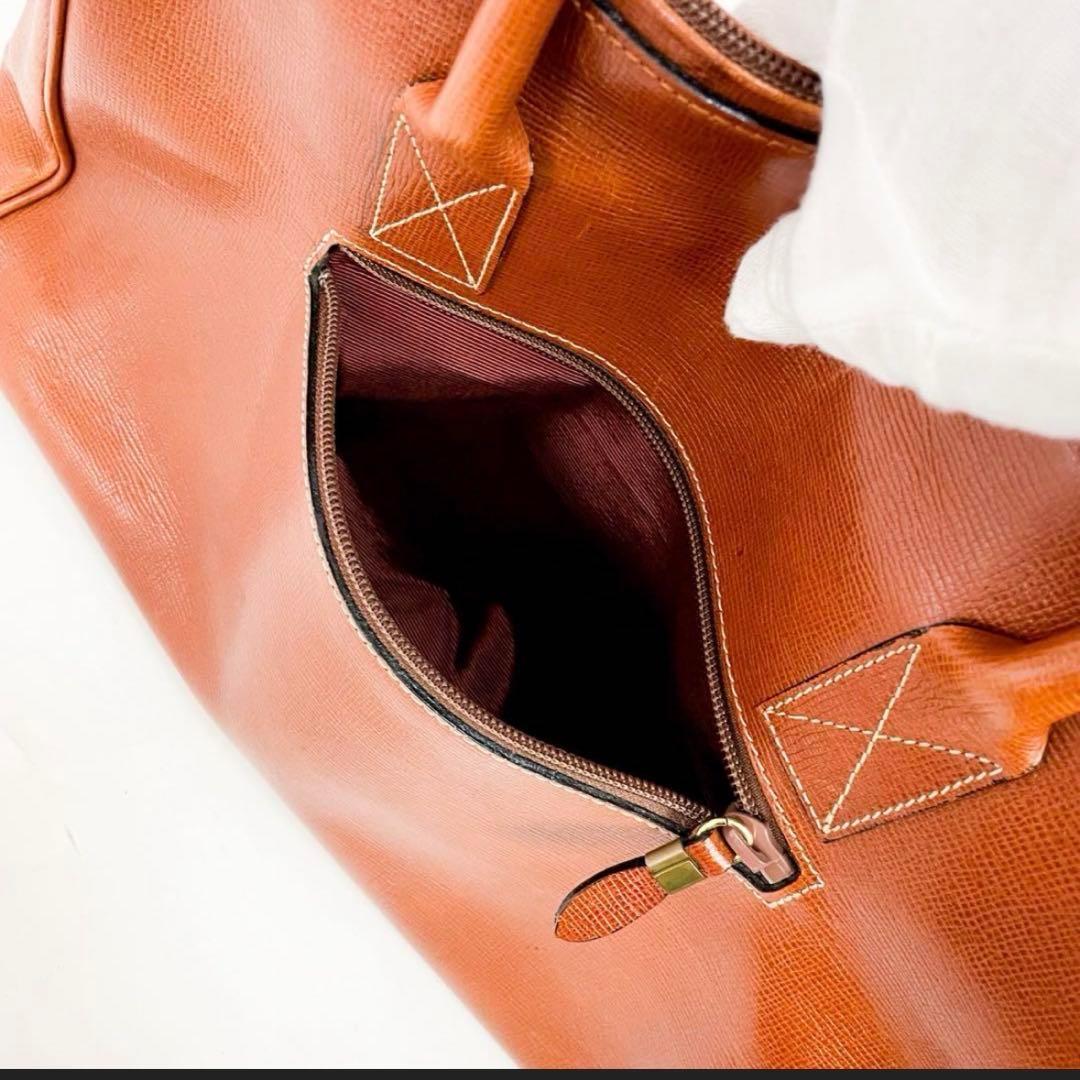 【美品】ジバンシィ GIVENCHY ボストンバッグ 茶系 A4型押し レザー