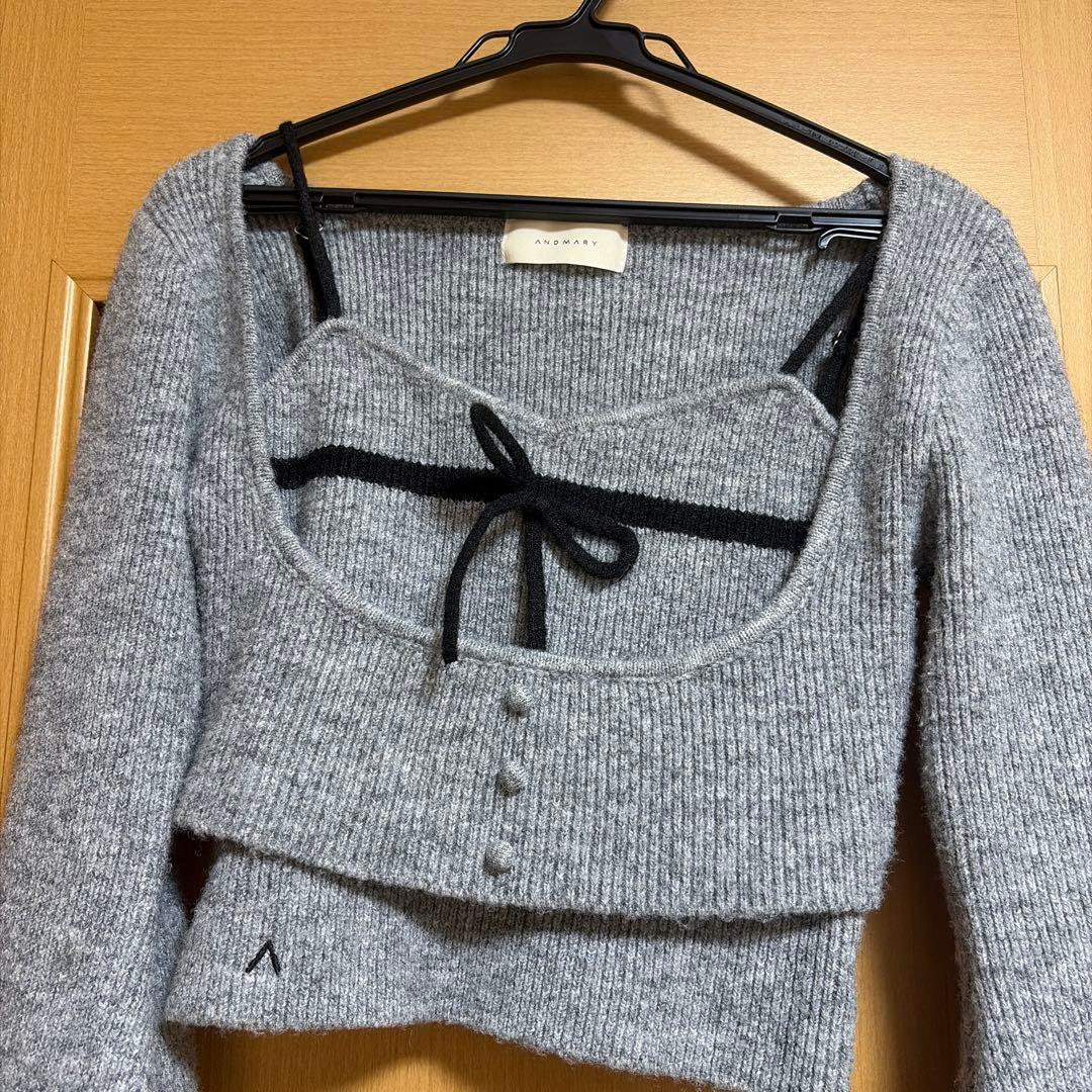 トップス ANDMARY natalie ribbon set gray