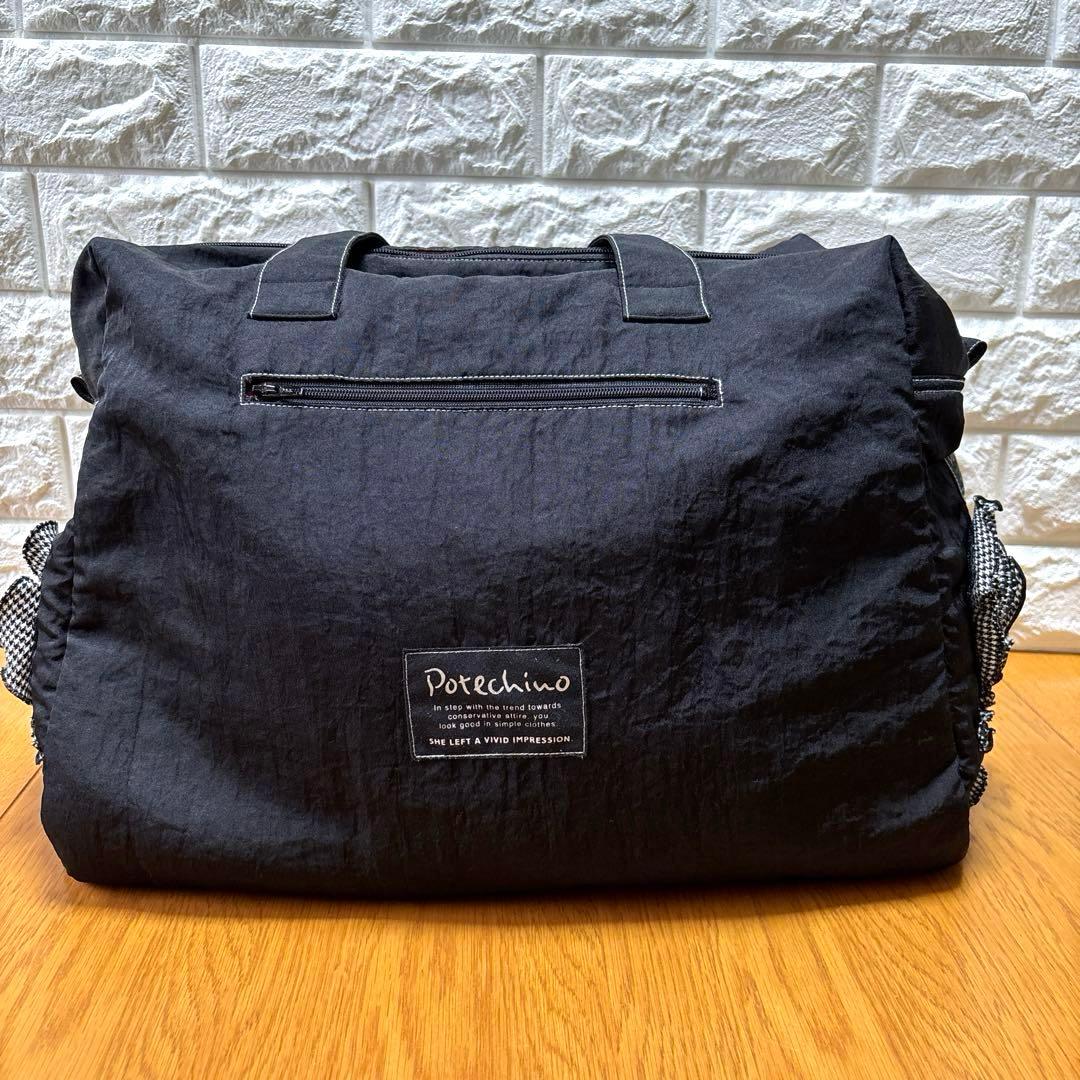 【POTECHINO】ポテチーノ さえら ボストン 旅行バック 花モチーフ　黒