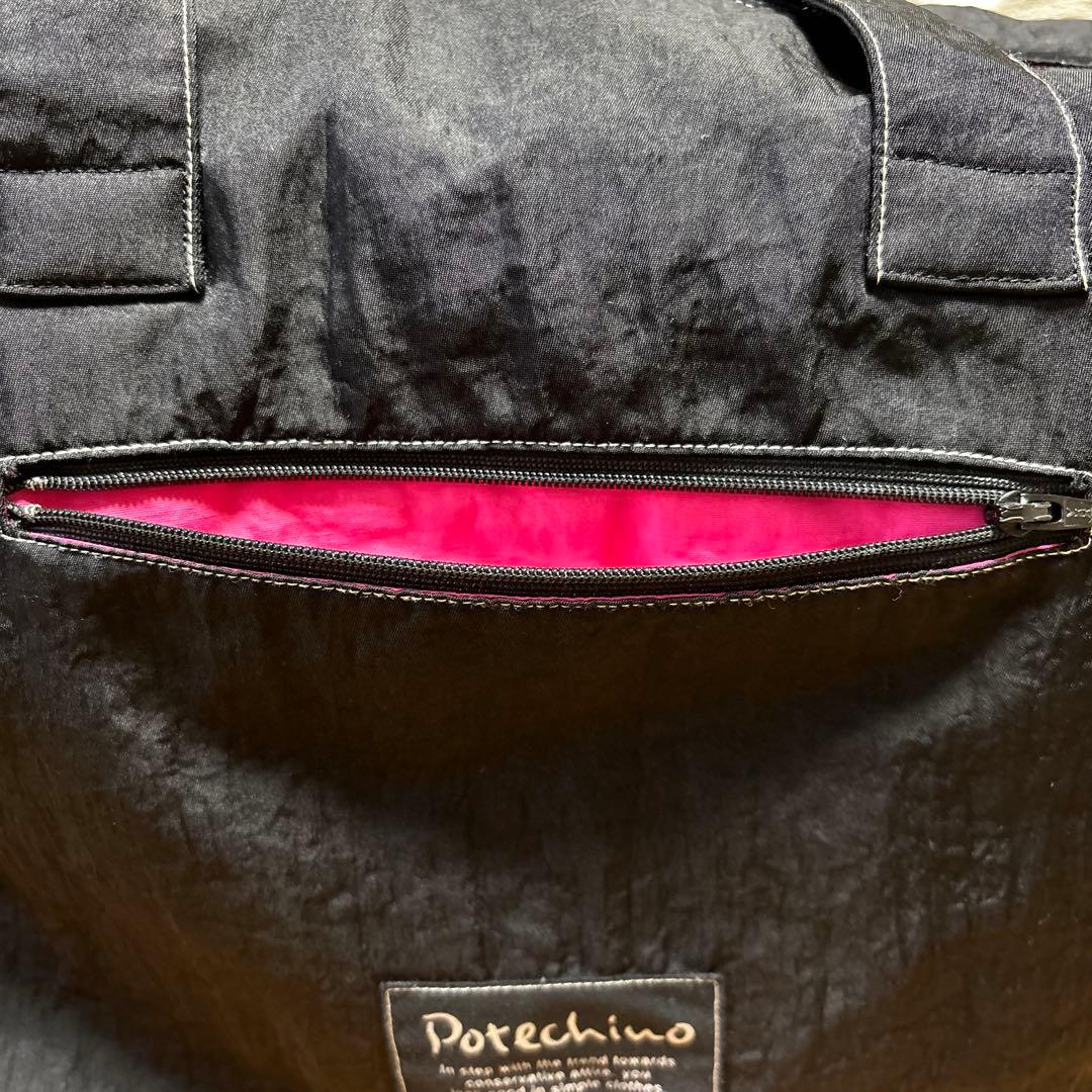 【POTECHINO】ポテチーノ さえら ボストン 旅行バック 花モチーフ　黒