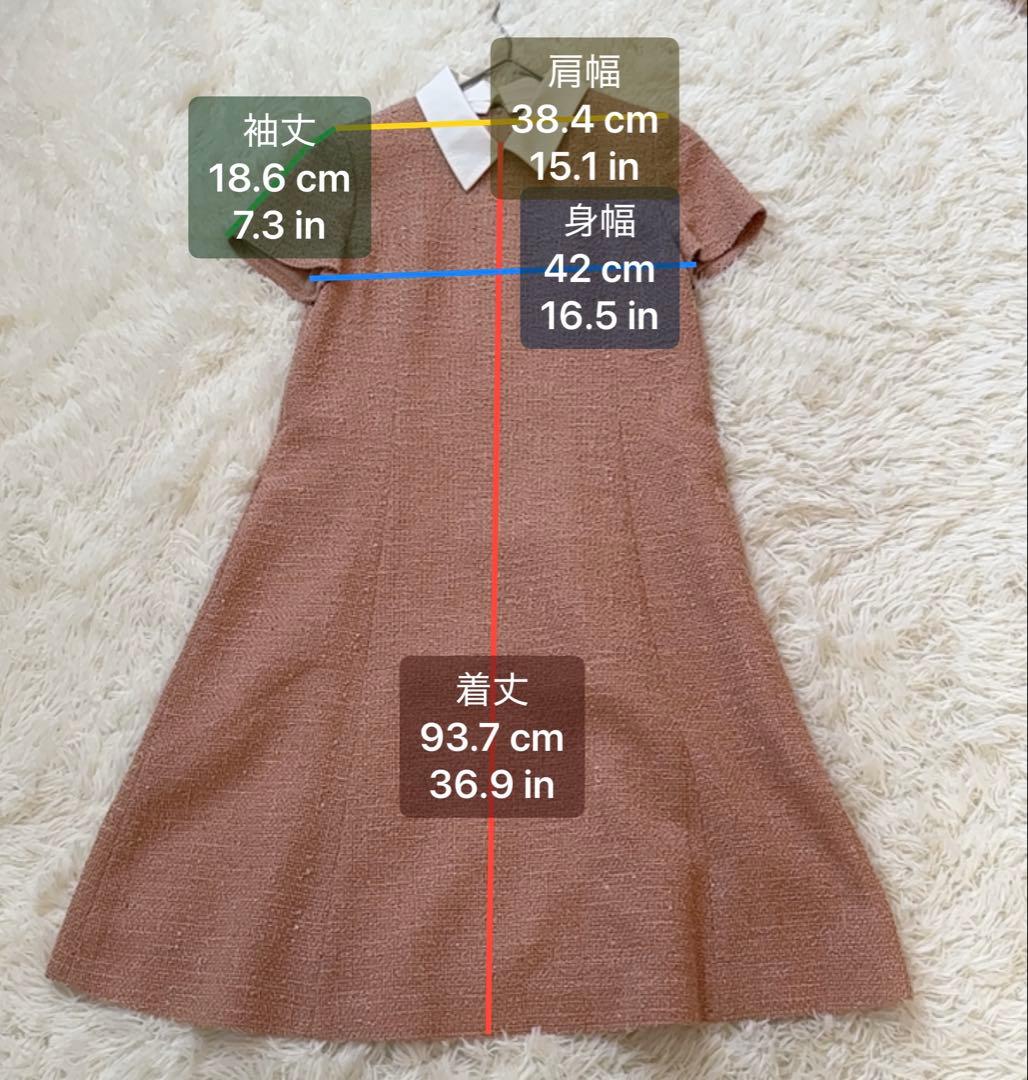 FOXEY ツイード 襟付き 半袖ワンピース 40 ベージュ 希少サイズ 上品