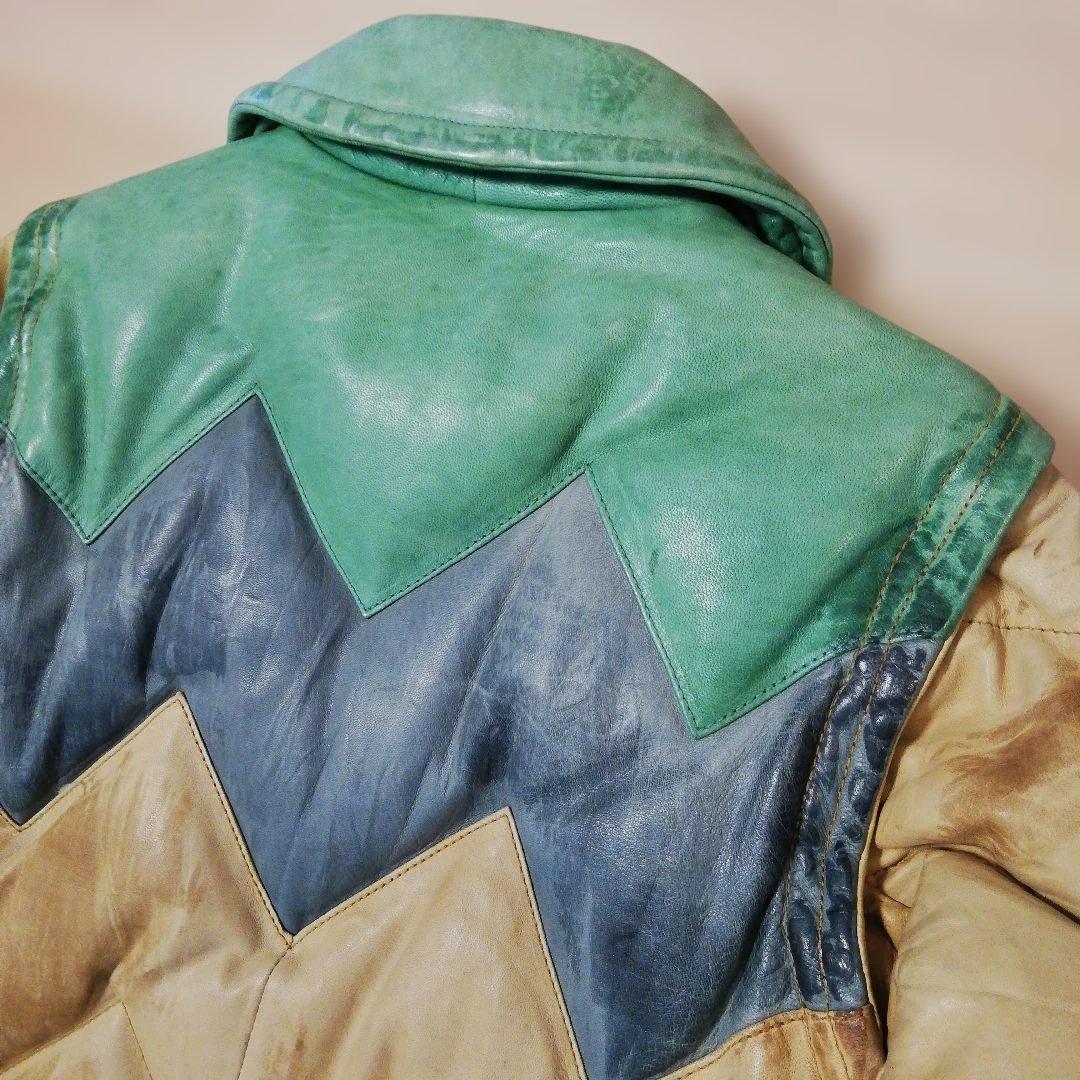 極上 Schott レザーダウンジャケット ダウンベスト