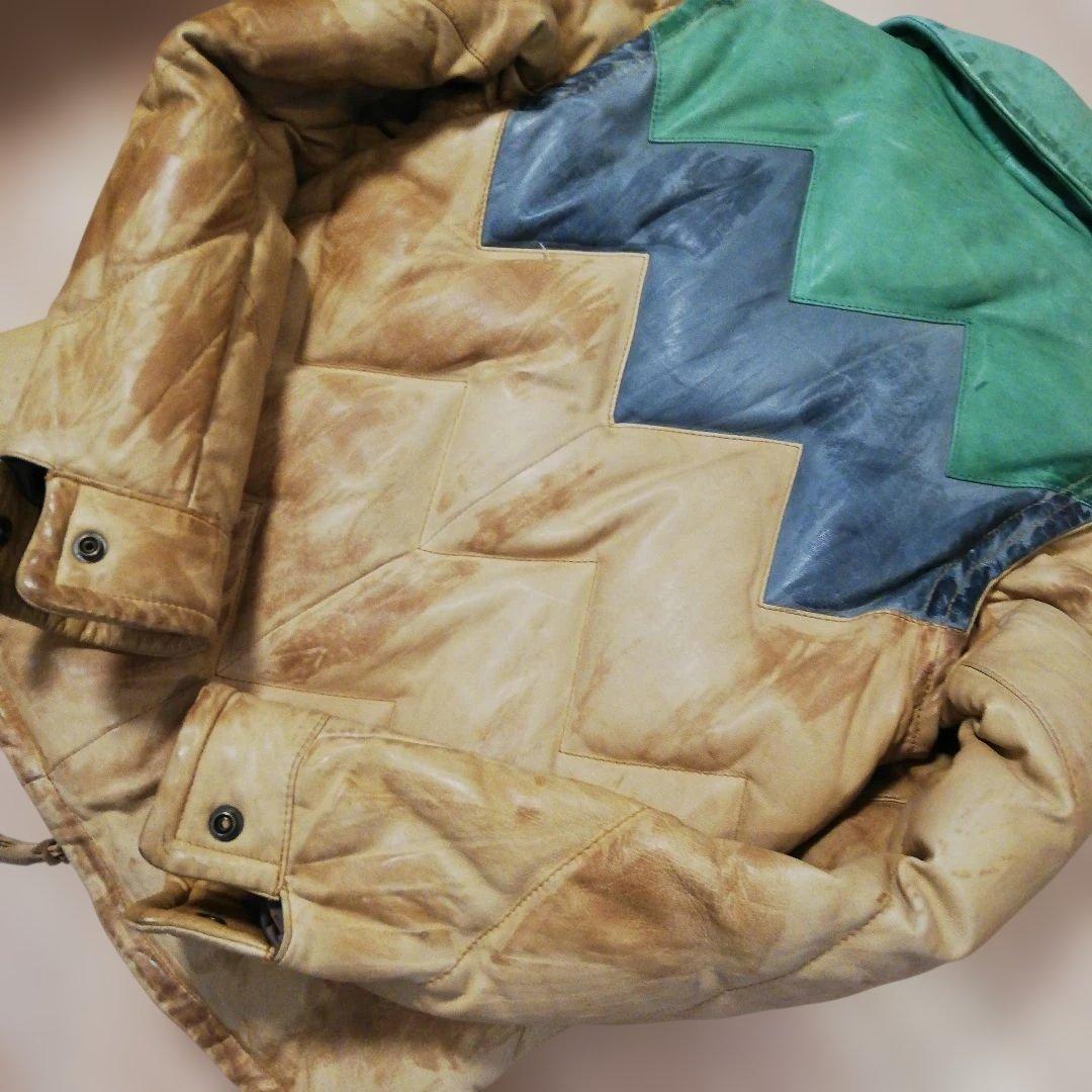 極上 Schott レザーダウンジャケット ダウンベスト