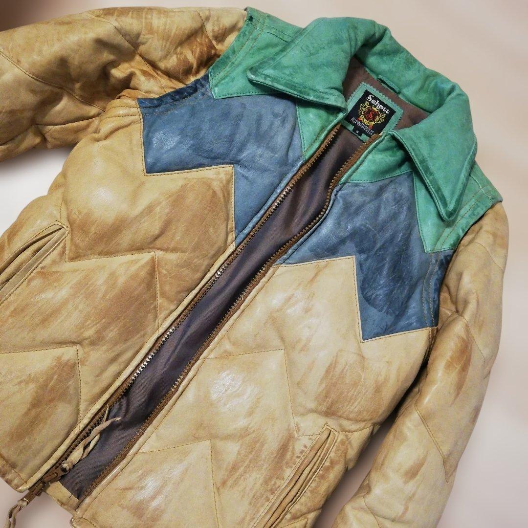 極上 Schott レザーダウンジャケット ダウンベスト