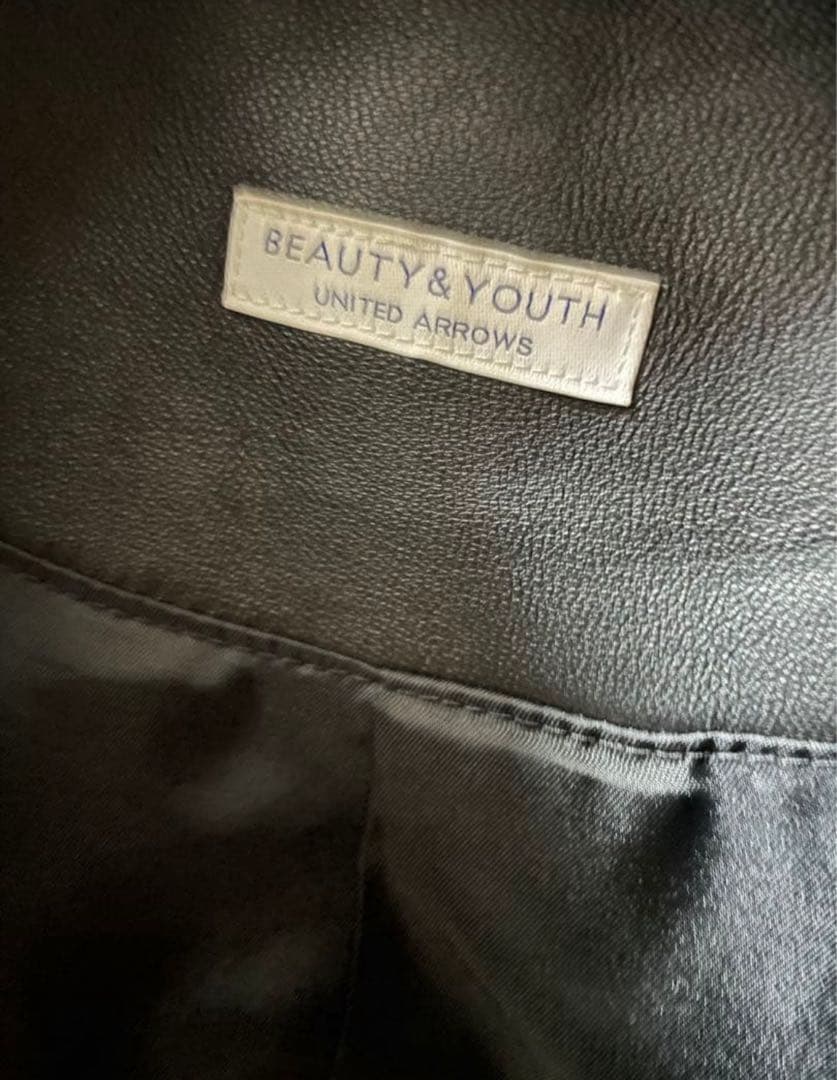 【BEAUTY & YOUTH】ラムレザー シングル ライダース ジャケット