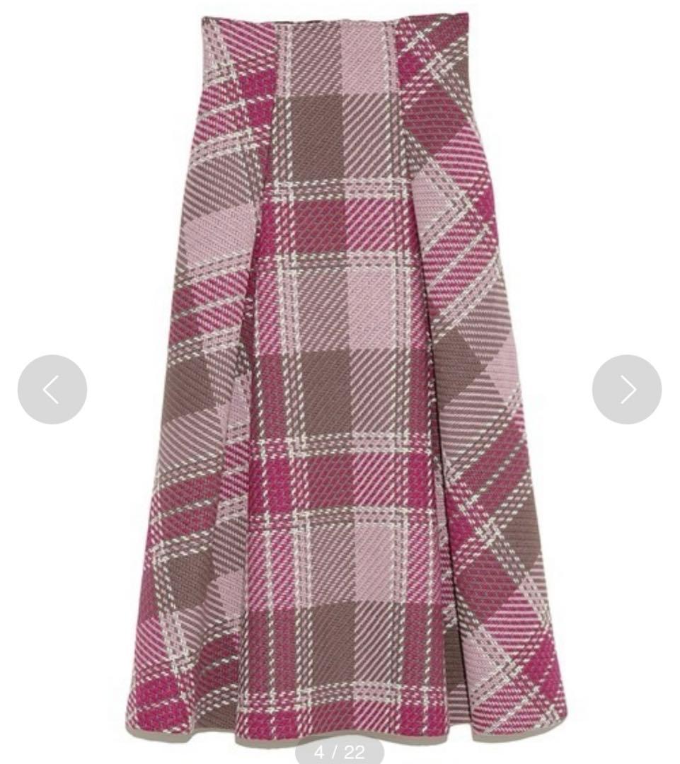 新品未使用タグ付き★snidel ロービングチェックフレアスカート　ピンク