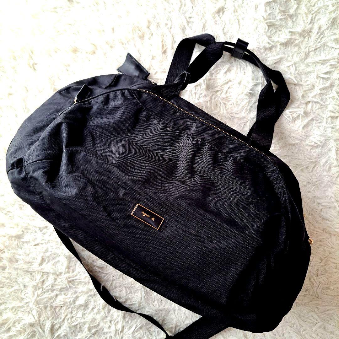 【極美品】【agnes b.】FT03‐03 2Wayボストンバッグ　チャーム付