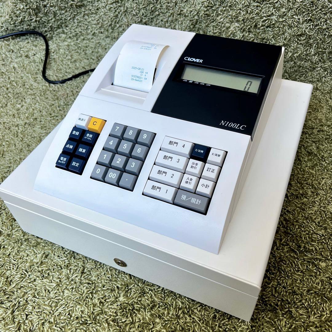 良好　CLOVER クローバー　N100LC 電子 レジスター　ホワイト