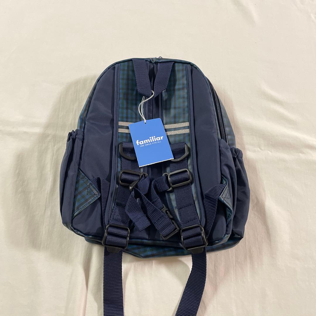 新品 リュック 青系ファミリアチェック