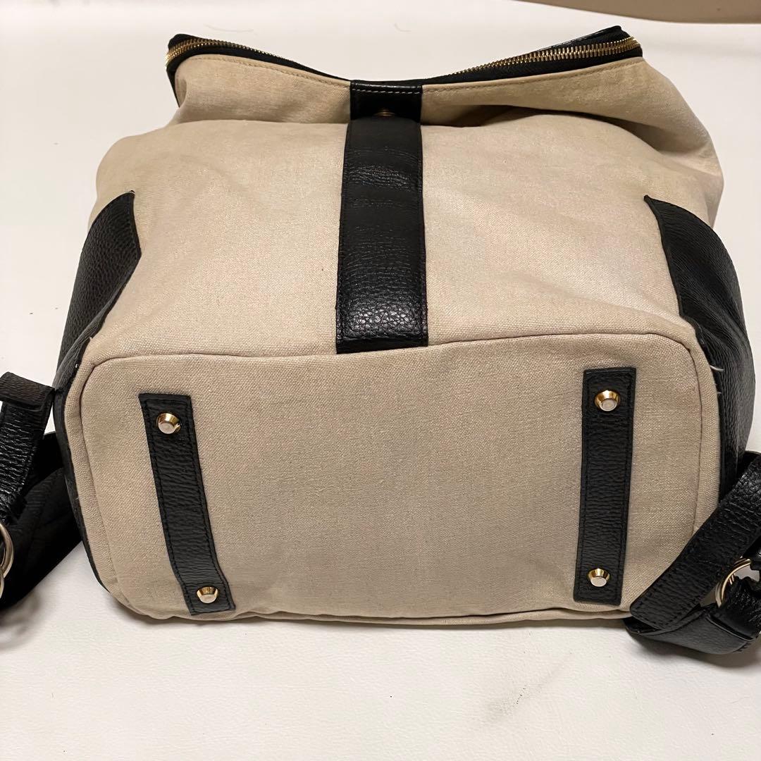 アタオ リュック バックパック マッシュルーム リネン レザー バイカラー 金具