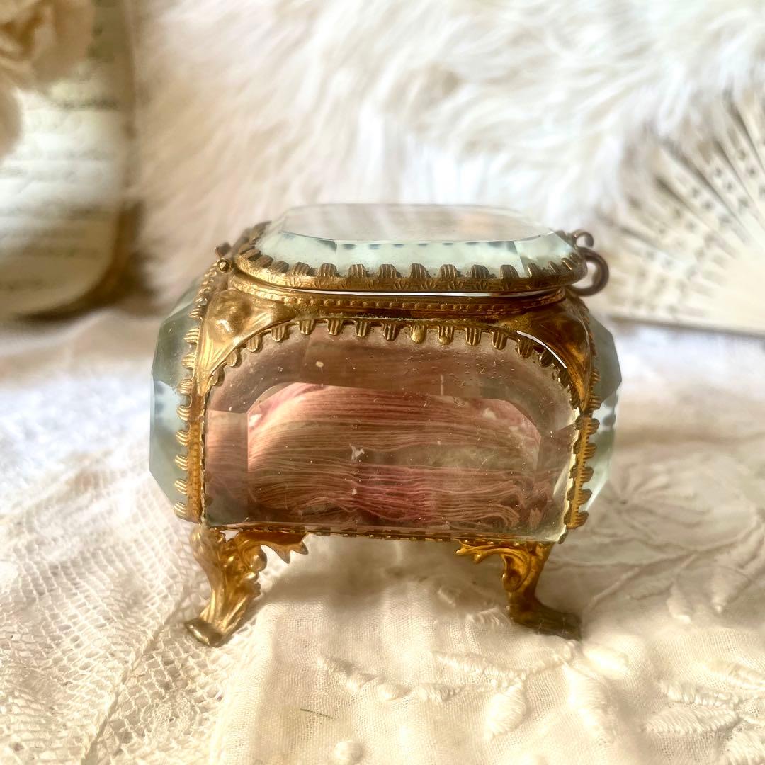 ベベルガラスジュエリーボックスS アクセサリーケース　フランスアンティーク