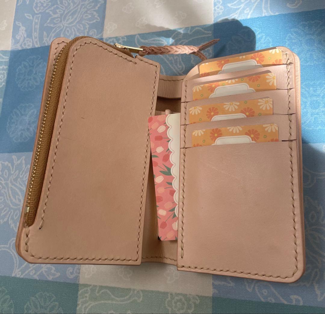 doさん専用　ミドルウォレット　手染め　青　本革　ハンドメイド