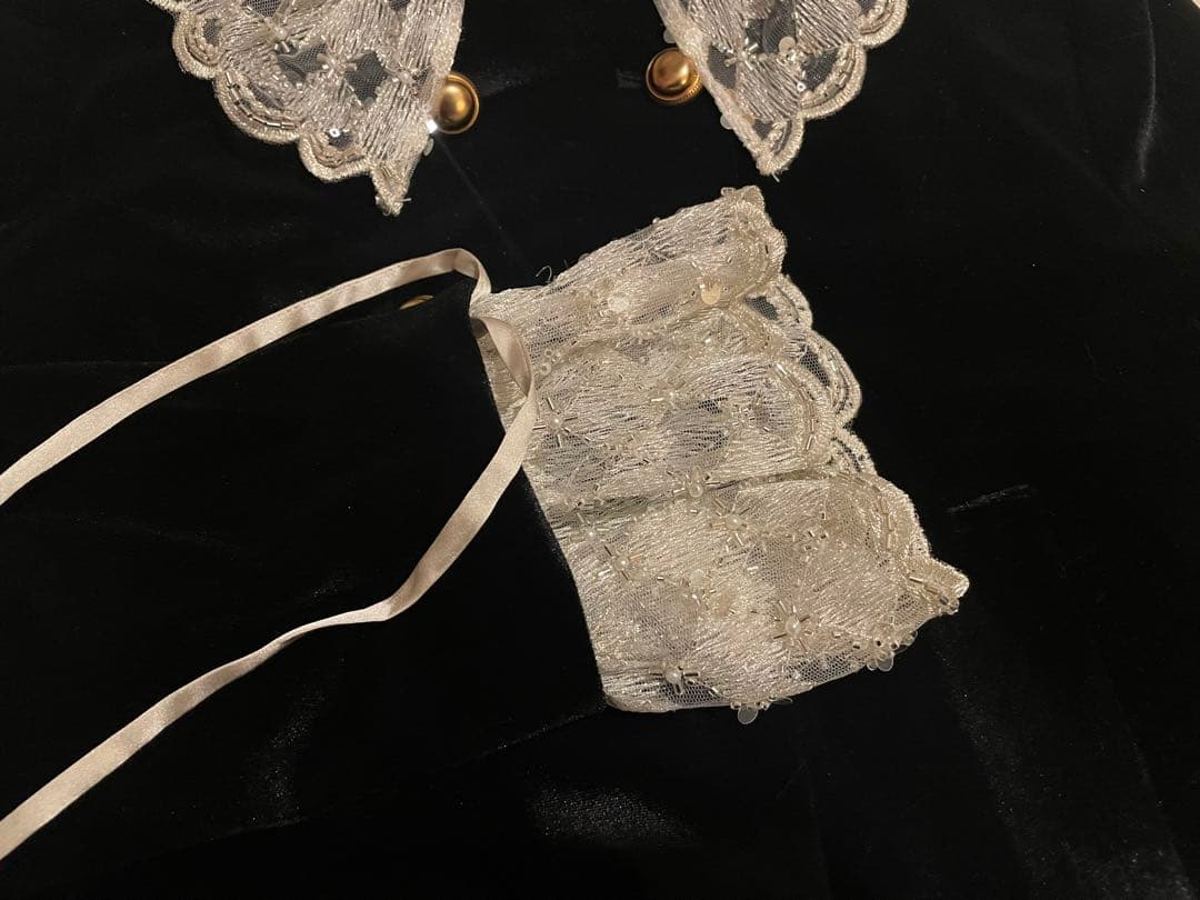 スカラップビジューアタッチドジャケット　リリーブラウン ブラック　チェック