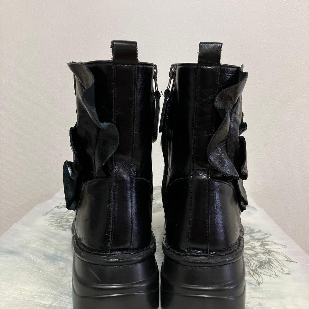 マツオインターナショナル センソユニコ t.b ブラックフリルブーツ23.0