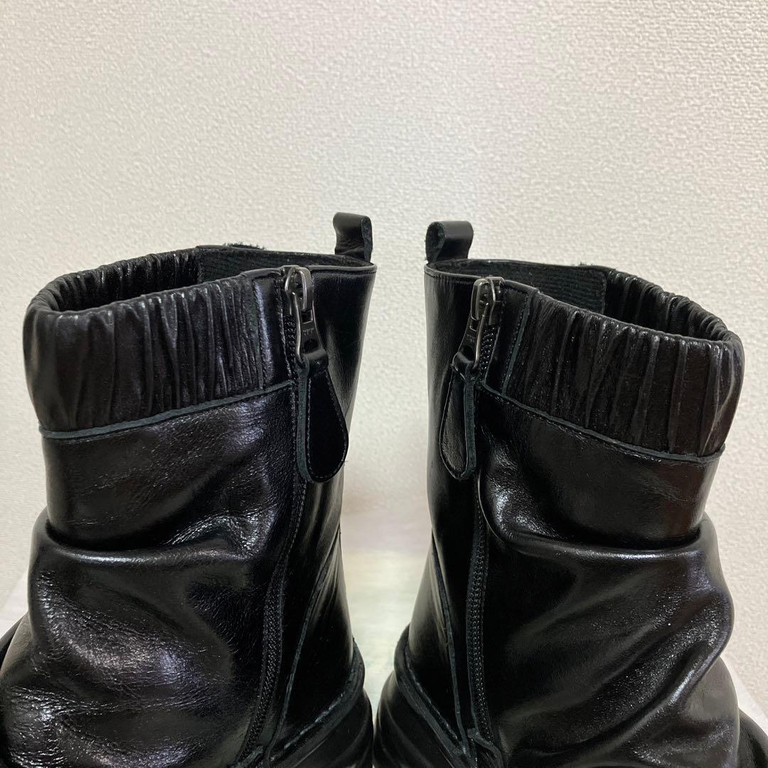 マツオインターナショナル センソユニコ t.b ブラックフリルブーツ23.0