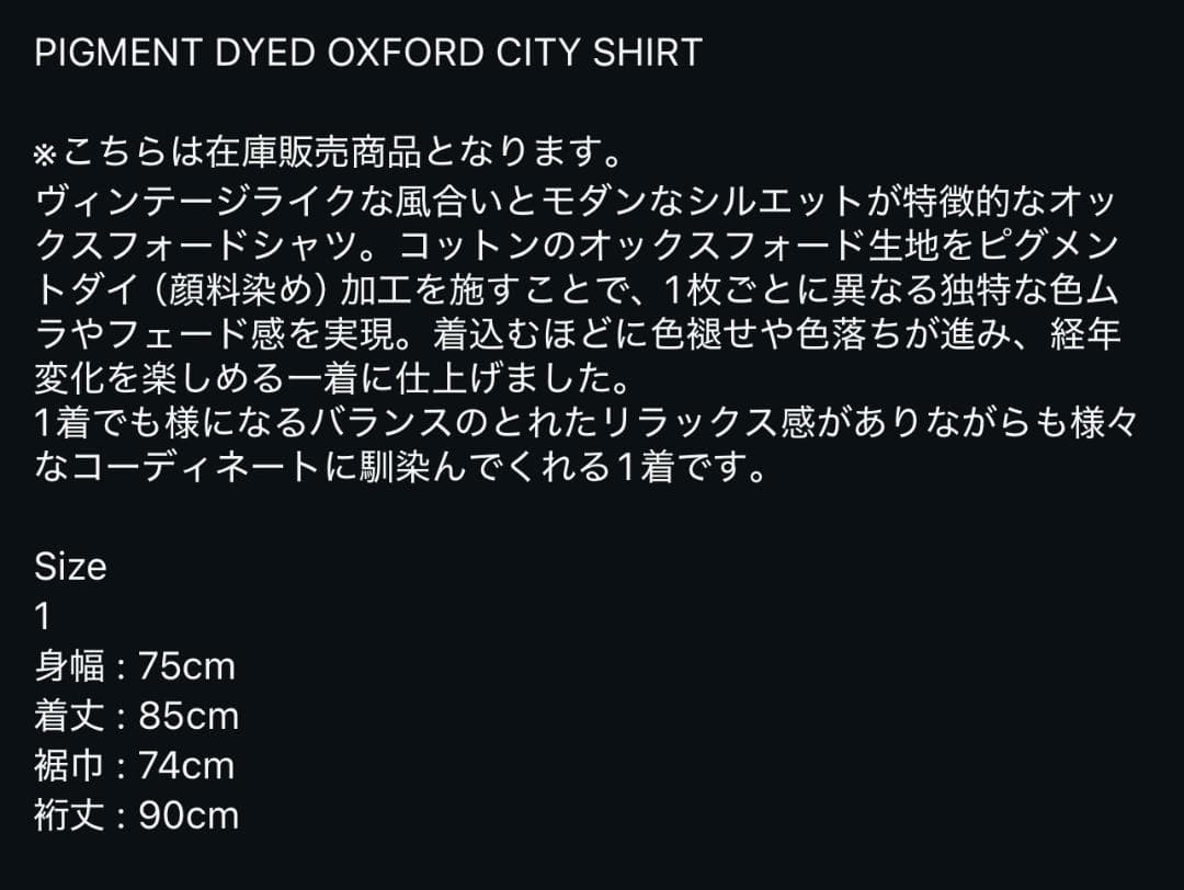 トップス CLESSTE PIGMENT DYED OXFORD CITY SHIRT