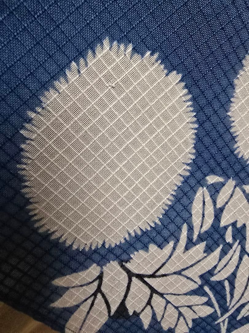 日本橋竺仙 薊夏花 ブルー綿紅梅反物新品 レア柄