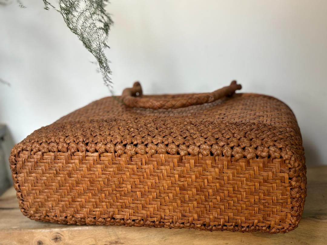 山葡萄 かごバッグ 網代編み 職人手編み 変則二重編み 籠 手提げ 内布あり