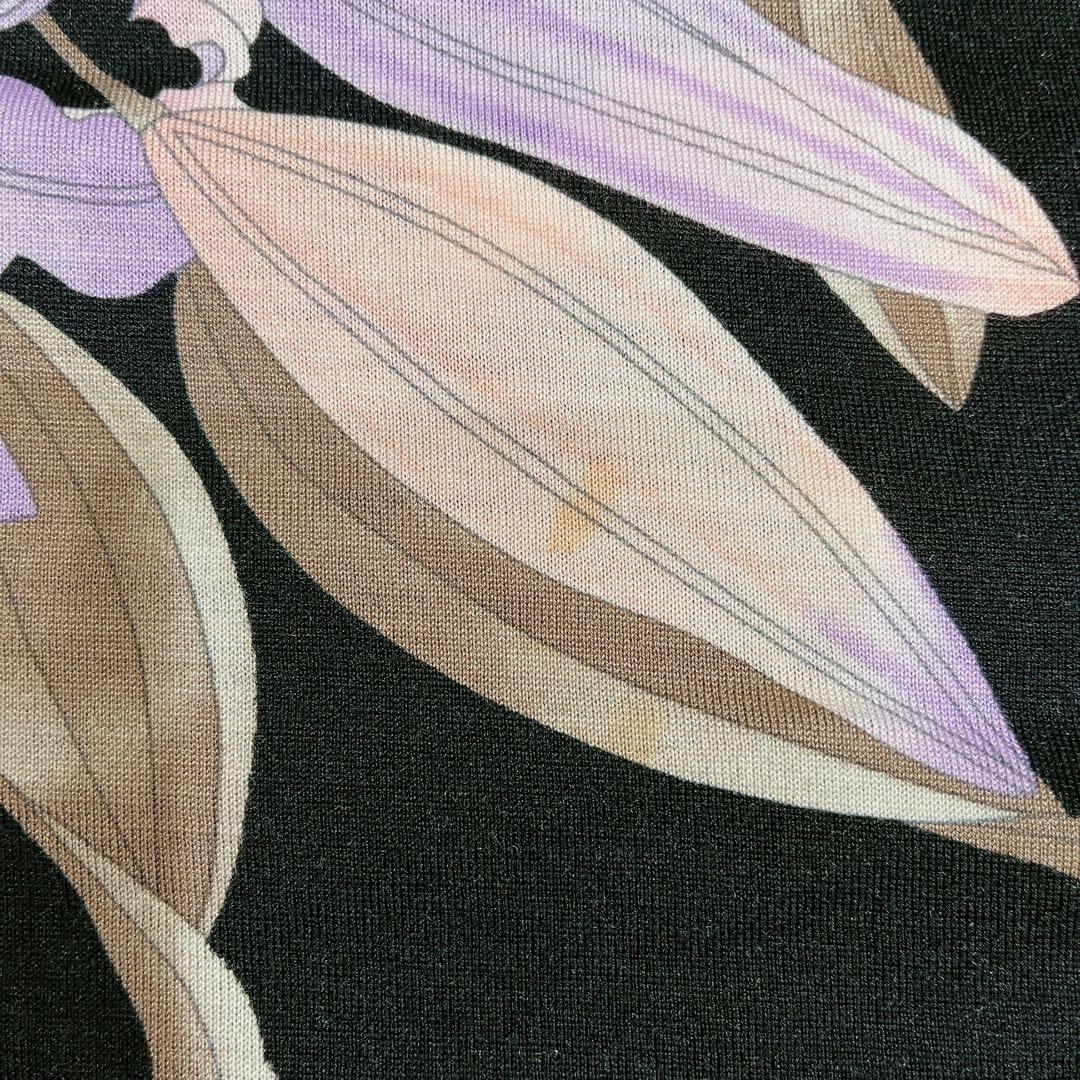 ★LEONARD★シルク混 花柄 フラワー ブラウス ブラック黒 サイズ42