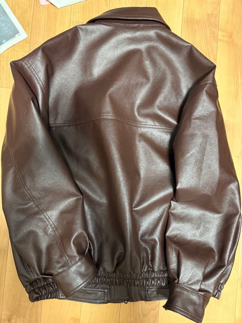 SINSS ブラウンレザージャケット　ダブルジップ　sサイズ