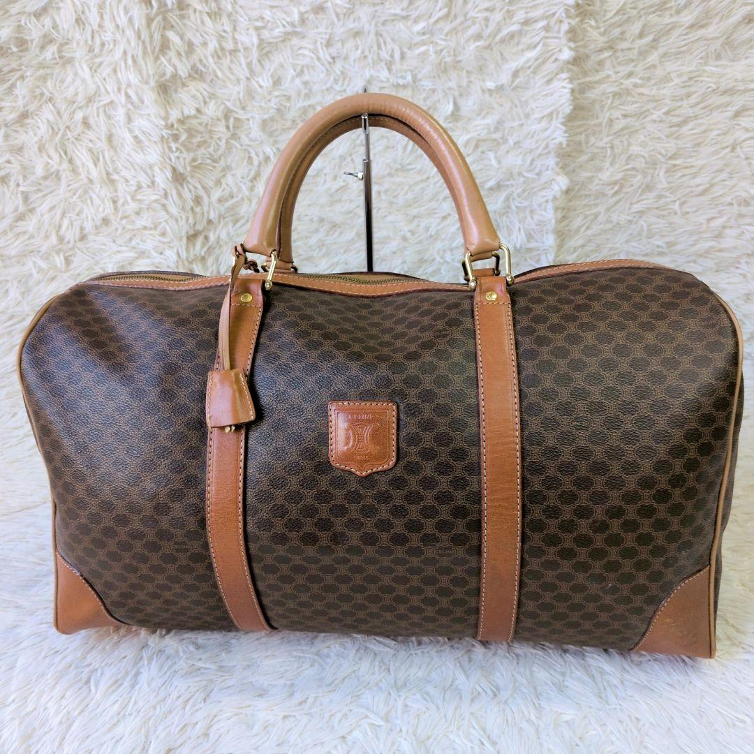 セリーヌ　ボストンバッグ　トリオンフ　マカダム　ブラウン カデナ PVC