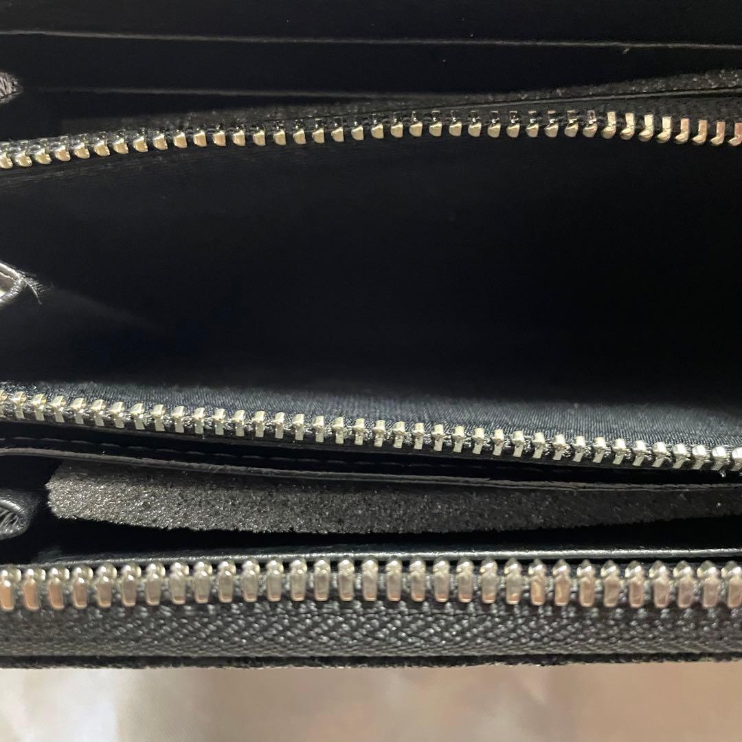 JRA認定　象革 象皮 エレファントレザー ラウンドジップ 本革　長財布　黒