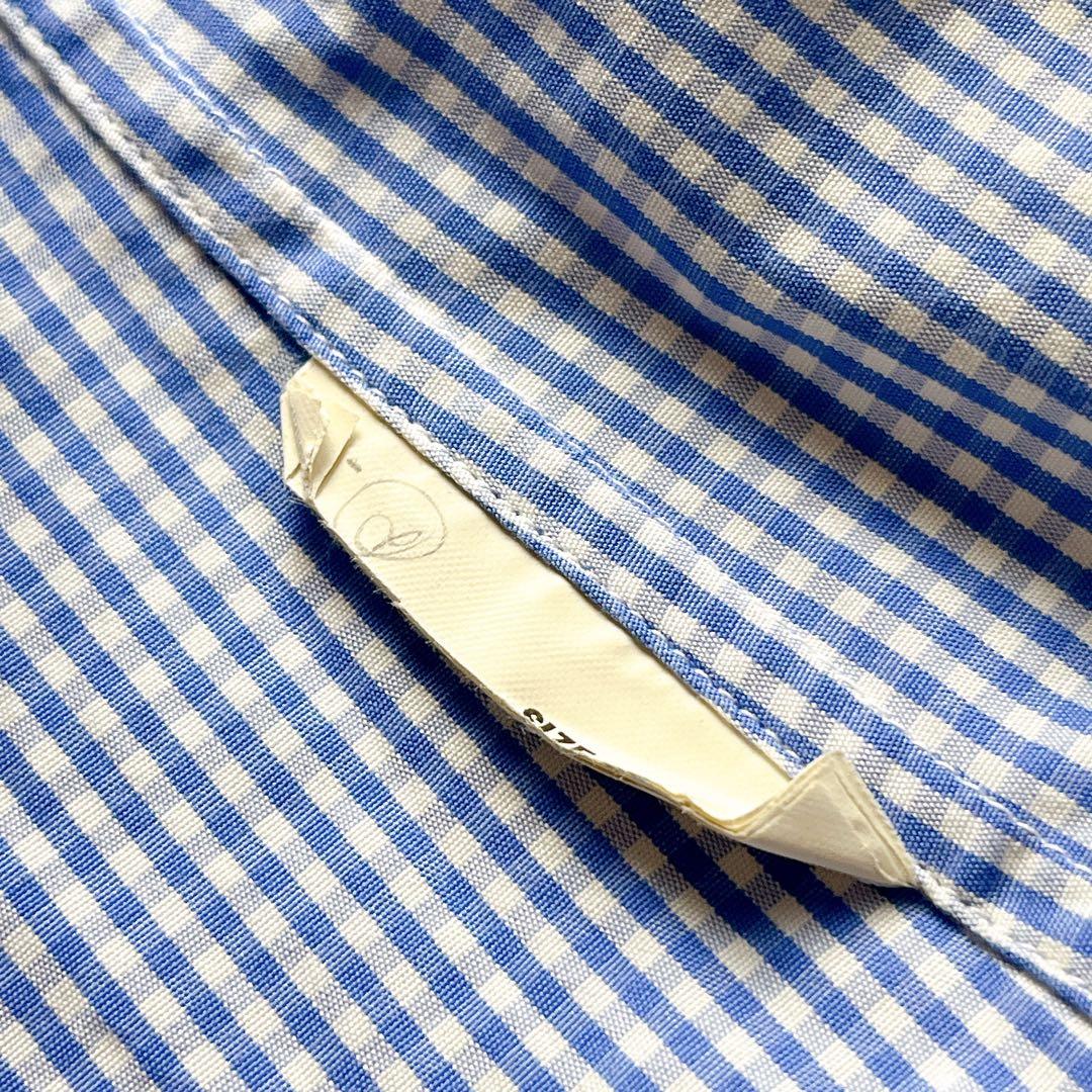 【美品】PRADA プラダ XL〜XXLギンガムチェック シャツ ブルー 45