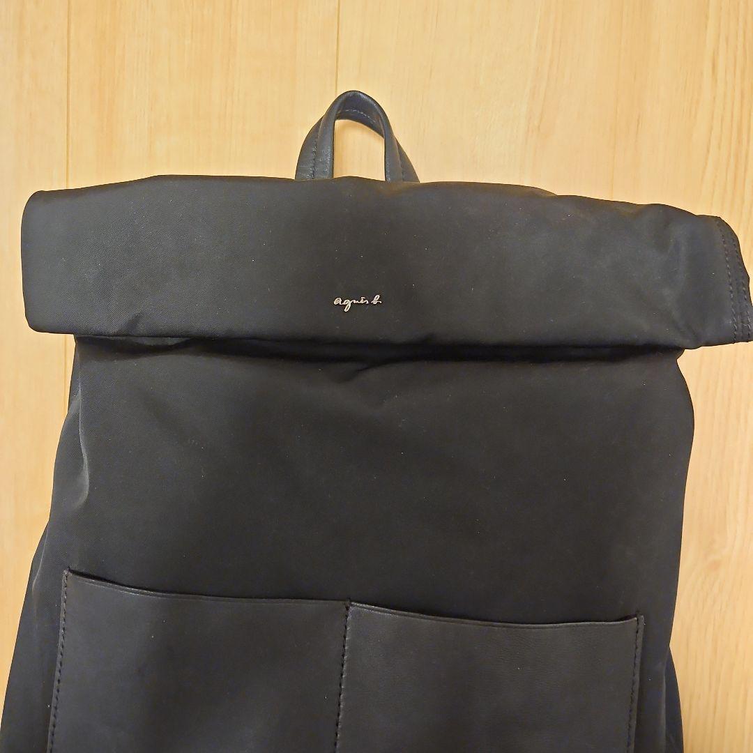アニエスベー　ブラックロールトップリュック